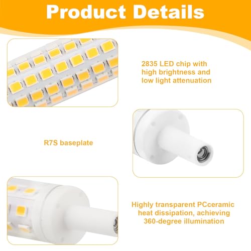 2 Pack R7S 118mm LED Bulb Dimmable,9W 3000k J118 Warm White Replacement Liner Halogen Light Bulbs Equivalent Energy Saving Floodlight Security Light Bulb for Ceiling Reading Lamps [Energy Class A] - Image 4