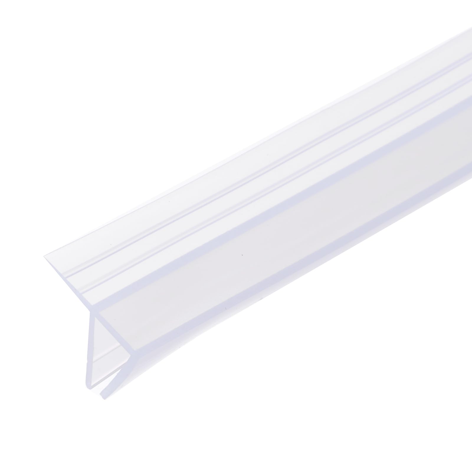 Photo 1 of uxcell Shower Door Side Seal, F-Type Shower Door Sweep for 3/8" Glass 86.5" Long Frameless Glass Door Seal Strip Stop Shower Leaks, Clear