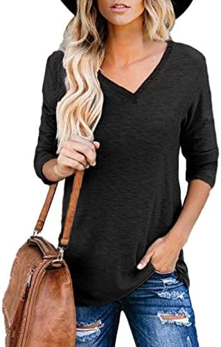 Aoysky Women’s 3/4 Sleeve V Neck T Shirts Casual Summer Loose Tops Blouse
