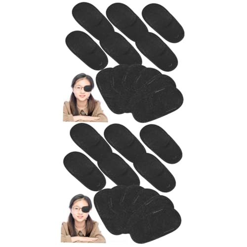 CALLARON 24pcs Reusable Eye Patches for Lazy Eye Boys and Girls Soft Non Woven Black Patches for Glasses