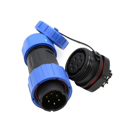 ZBLZGP TY20 6-Pin 5A Screw Crimp Aviation Plug Waterproof Connector Cable Connector Recessed Mounting Socket Dustproof Bulkhead Solderless Quick Disconnect Connector Wire 18AWG Cable Connector