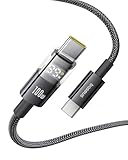 Baseus USB C Cable, 100W 5A Fast Charging USB C Charger Cable with LED Display, Zinc Alloy Nylon Braided USB C to USB C Cable for iPhone 16/Pro/Plus/Pro Max, MacBook, iPad Pro, Galaxy S24/S23 (6.6ft)