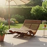PRESTIGE HOME LIVING OUTDOOR Ergonomische Doppelschwungliege XXL Saunaliege aus Akazienholz - FSC® Zertifiziert
