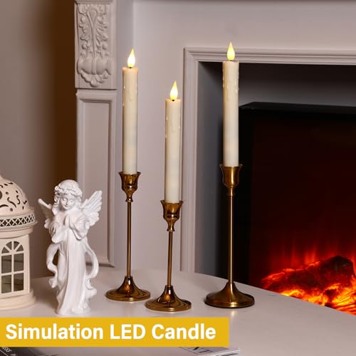 Image of 48 Pcs 6.5 /7.5 /8.8 /10 Inch Ivory Flameless Taper Candles LED Candle Sticks Battery Operated Flickering LED Candlestick Window Plastic Candle for Wedding Halloween Christmas Decor(No Battery)