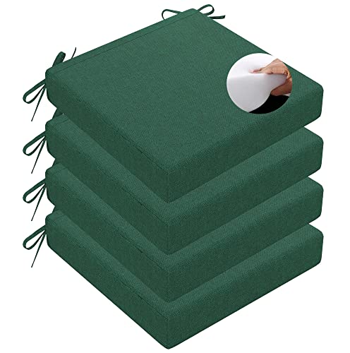 Seat Cushions For Patio Chairs 4Pack/Special Design:double-Sided Indoor Chair Pads,Fabric:a Side Linen/B Side Ice Mat/High-Density Sponge Filling/16"X16"X2"Comfortable Wicker Furniture Cushions/Green #TOP14