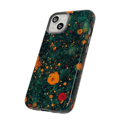 Coque rigide iPhone 14 design bulles orange bleu accessoire mode pour le bureau