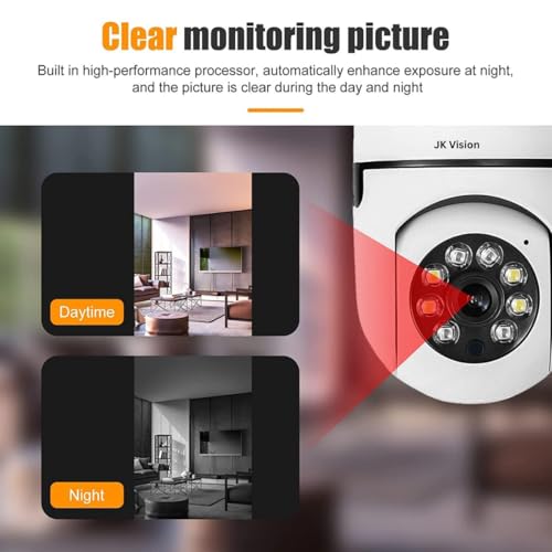 Image of JK Vision Smart WiFi Security Camera 1080P Full HD | 360 Pan 90 Tilt PTZ with Holder | Color Vision | Motion Detection Alert | Multi-User Sharing | Spotlight Function | Indoor CCTV.
