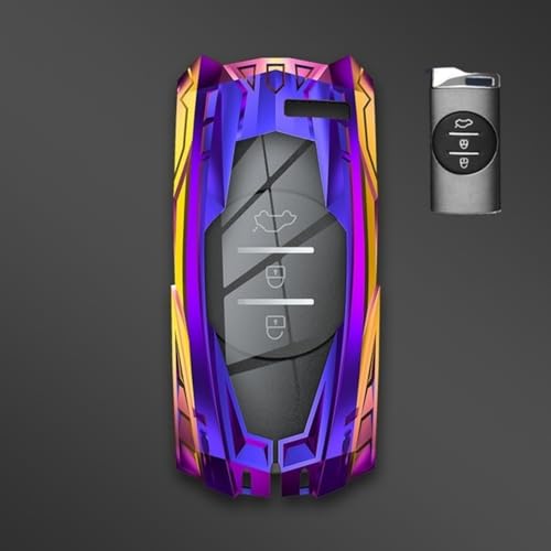 Coque clé voiture en métal antichoc violette compatible Chery Tiggo 7Pro