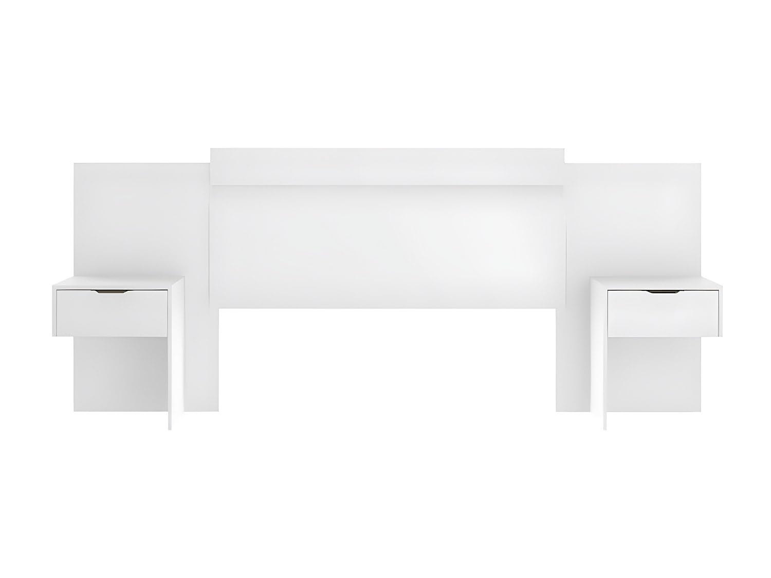 Vente-unique - Tête de lit Extensible avec chevets - 140/160 cm - Blanc - PARATI - avec Rangement