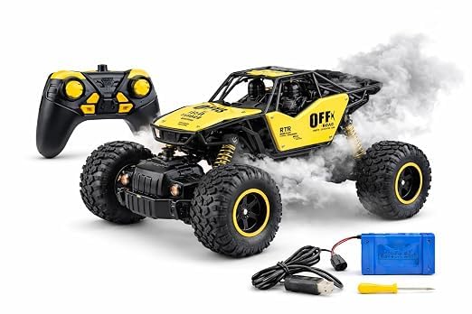 Image of Negi Off-Road Rock Crawler RC Car - 1:16 Scale Alloy Monster Truck with Smoke Effect for Kids (multicolours)