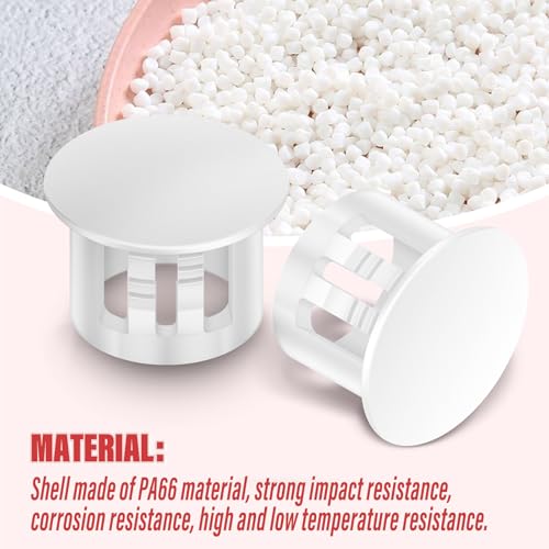 Image of 200PCS 1 /2 inch Plastic Plugs Hole, White Round PA66 Plug Furniture Hole Decorative Cover