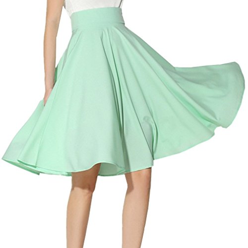 Women Summer Skirts Knee Length 360° Big Swing Skater Party Full Midi Skirt