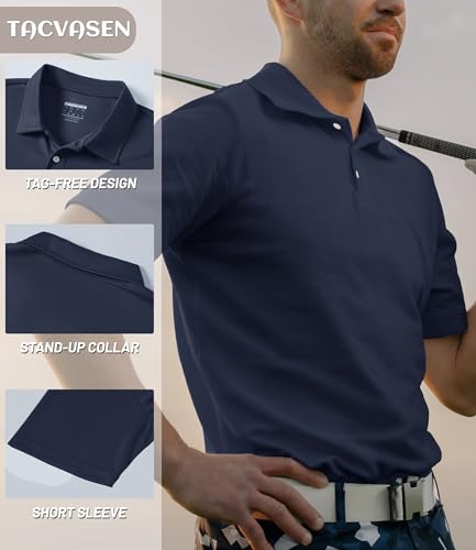 TACVASEN Mens Golf Shirt Dry Fit Mens Polo Shirts Short Sleeve Performance Golf Polos for Men with Collar Work Shirts2