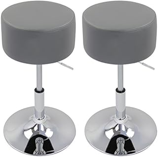 WOLTU Bar Stools Set of 2 Faux Leather Bar Stools Grey Gas Lift Seat Adjustable 360° Swivel Kitchen Dining Stools Chairs