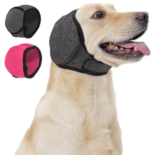 Image of Dog Calm Hoodie Ear Wraps for Dogs, Waterproof Dog Swim Cap, Ear Cover Muffs for Anxiety Relief Noise Cancelling, Dog Head Warp Ear Protection for Hematoma Fireworks Bath Swim Blow Drying(L,Greye)