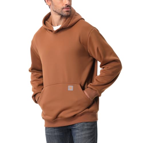 Men's Fashion Hoodie Fleece Warm Sweatshirt | Fleece-Lined Thickened Pullover with Button Hood Versatile4
