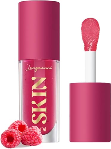 LANGMANNI Moisturizing Lip Oil,No-Sticky Lip Gloss Lip Balm Lip Care,Fruit Flavoured Lip Oil For Dry Lip's Moisturizing Hydrating And Nourishing (Raspberry)