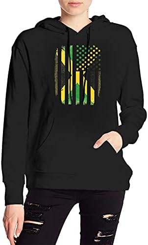 Hooded Sweatshirt Jamaican American Flag Jamaica Usa Long Sleeve Hoodies Casual Pullover Tops For Girl Women