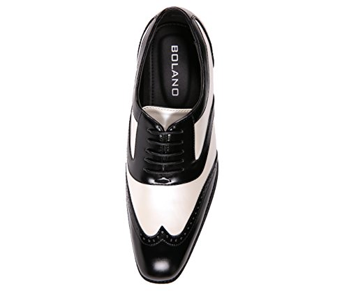 Bolano Lawson, Wingtip Oxford Dress Shoes for Men, Two-Tone & Shiny Metallic Oxfords, Men's Formal Tuxedo Shoes3