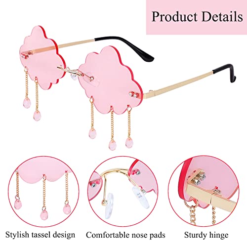 Rimless Cloud Sunglasses for Women Men Tassel Cute Sunglasses Fashion Vintage Cloud Shaped Glasses 90s Disco Glasses2