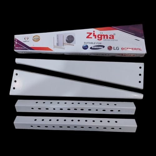 Image of Zigma Air Conditioner AC stand Outdoor for 1 Ton, 1.5 Ton, 2 Ton AC Stand, Heavy Duty AC Outdoor Unit Stand Wall Mounting Bracket Special Coated (Size: Stand L-47cm, Taper L-39, Weight 2.5kg)