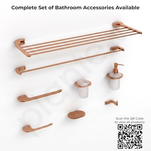 Image of Plantex Smero Pure Brass Made Robe Hook for Bathroom /Cloth Hanger for Wall /Hooks for Clothes Hanging - Smart (PVD Rose Gold)