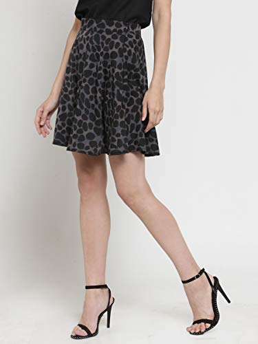 Image of Sera Women's Floral Print Black Viscose Rayon A-Line Casual Mini Skirt