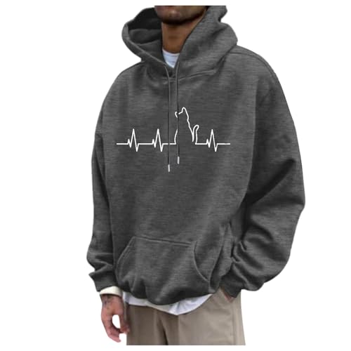 猫柄 プルオーバー パーカー 男女兼用 長袖 プリント 大きいサイズ 面白い カジュアル おもしろ ファッション メンズ 秋服 トレーナー おしゃれ 丸首 Tシャツ 可愛い スウェット ゆったり 無地 シンプル 保温 厚手 人気 トップス 快適 防寒 冬服(XLグレー)パーカー パーカ ぱーかー ぱーか フルジップ ジップアップ スウェット プルオーバーパーカー 男性用 男の子 男子 オ