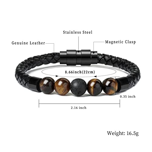 shajwo Cremation Jewelry Lava Stone Urn Bracelet for Ashes for Women Men Chakra Healing Balancing Genuine Leather Memorial Bracelets2