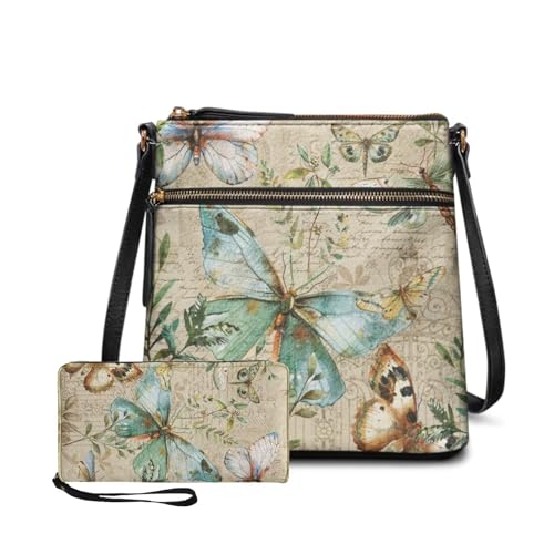 Leather Shoulder Bag for Women Crossbody 2 Pieces Crossbody Satchel Bags for Women Purses for Women