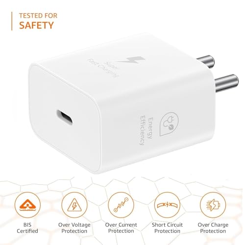 Image of Samsung Original 25W GaN Type-C Travel Adaptor Compatible with Samsung Galaxy S25,S24,S22, Plus /Ultra /FE /Edge /fold /Flip /A /M /F /Z, White