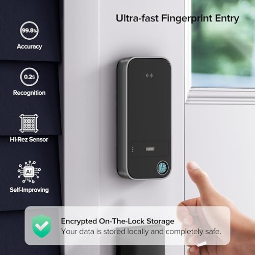 Image of ThorBolt X1 Apple Home Key Tap to Unlock, Smart Keyless Entry Door Lock with Fingerprint, Touch Keypad Deadbolt Lock Works with HomeKit Over Thread (Border Router), IP65 Weatherproof, Gray