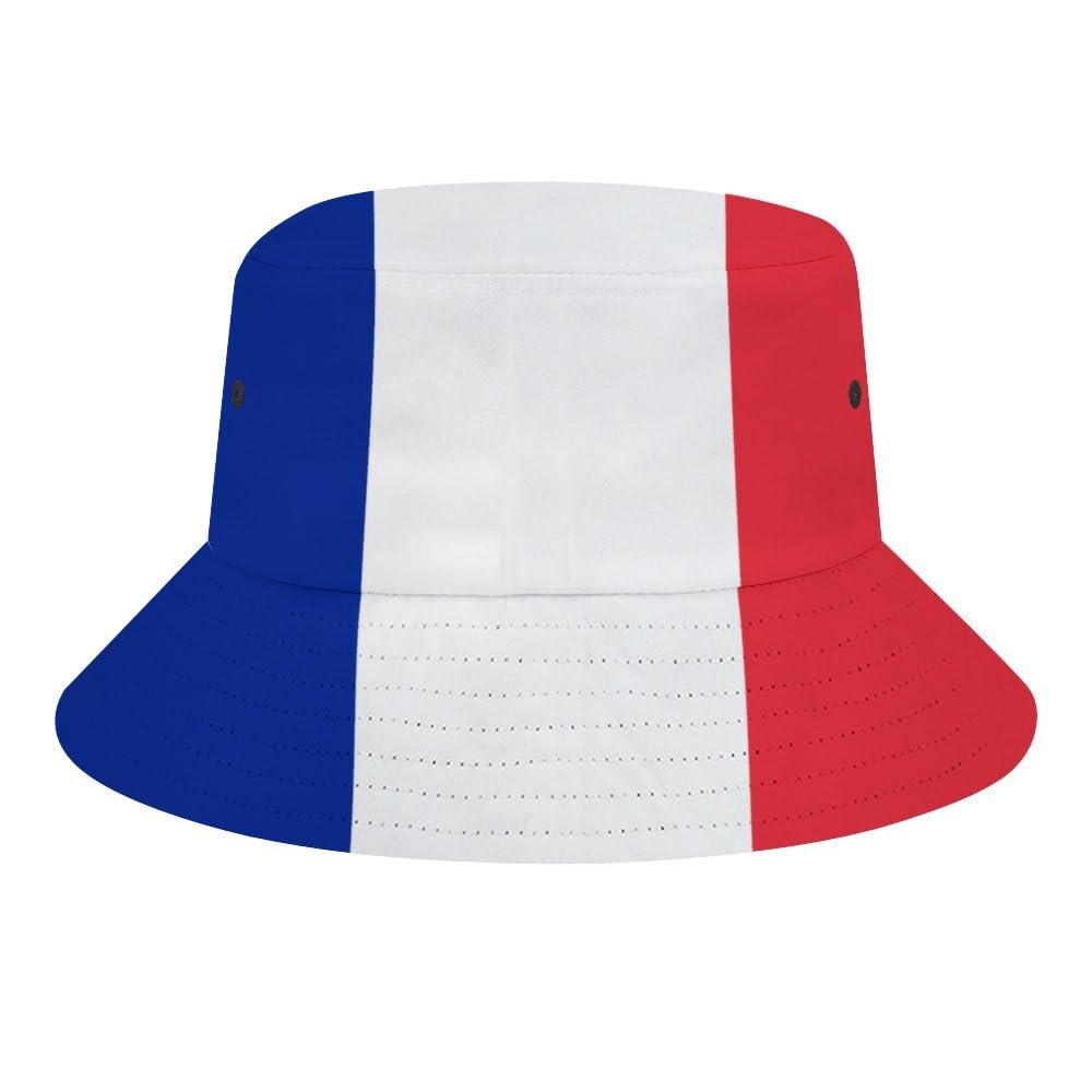 National Flag Bucket Hat for Men Women Patriotic Fisherman Hats Summer Sun Cap for Game Day,Travel, Beach, Fishing, France, One size