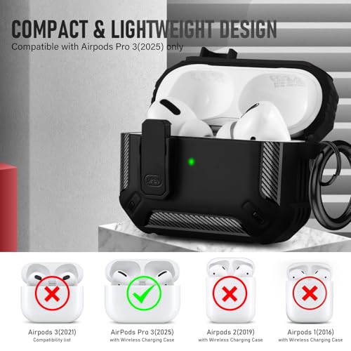 Image of Compatible with Airpods Pro 3 Case(2025),for Airpods Pro 3rd Generation Cases Cover with Keychain Cleaner Kit Soft Silicone Shockproof Cover for Women Men
