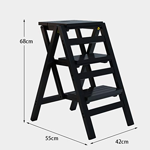 Tabouret échelle en bois massif à 3 marches pour la maison - 3
