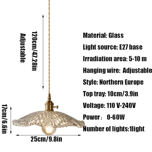 Lampe suspendue verre E27 aux finitions soignées pour décoration de salon - 7