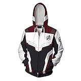 for Men Boys Quantum Iron Man Captain America Hoodies Jacket Superhero The Avengers Endgame Marvel Comics Iron Man Hooded Sweatshirts Merchandise Merch t Shirts Clothes Spiderman Gifts M White