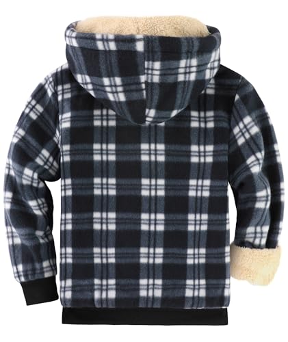 Image of GEEK LIGHTING Boys Flannel Jacket Sherpa Lined Hoodies Zip Up Fleece Plaid Shirt Jackets Winter Outdoor Coat Warm