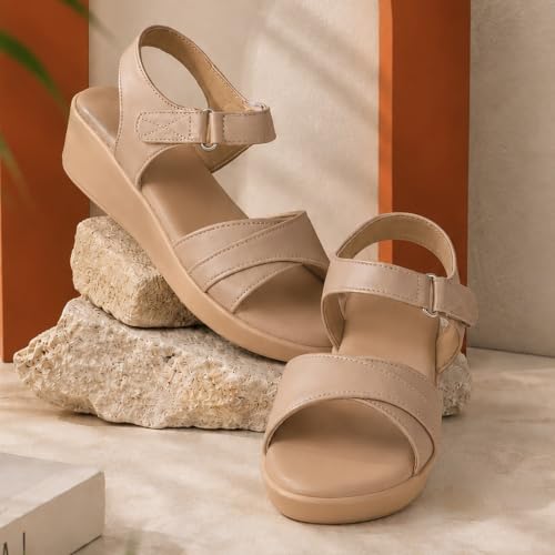 Image of TRASE Stylish Wedges Heels Sandals For Women, Comfortable Heel, Ankle Straps