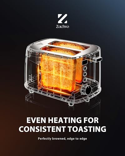 2 Slice Toaster, LED Countdown Timer, 6 Browning Setting - Bread Toasters with Warming Rack and Removable Crumb Tray,Defrost/Reheat/Cancel,1.1m Long Cord, Stainless Steel, Silver - Image 5