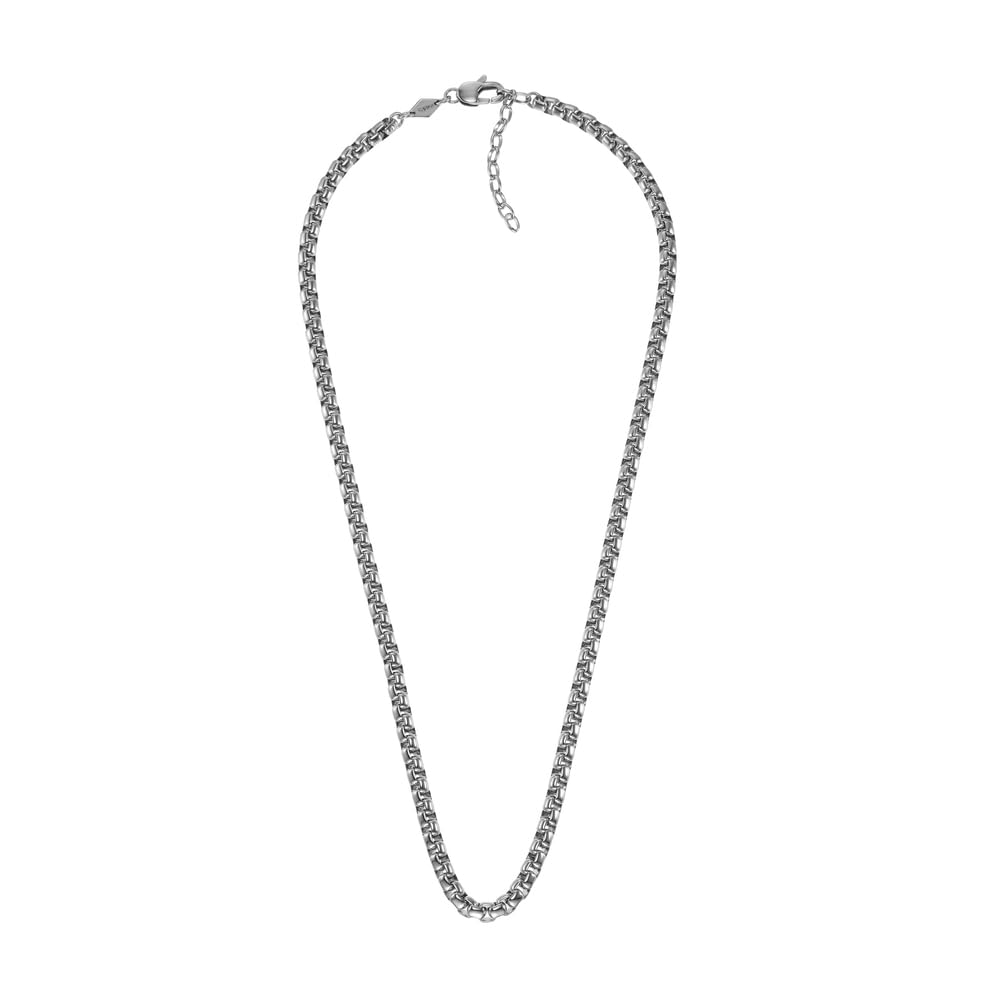 Fossil Collar Hombre, All Stacked Up Collar Cadena Acero Inoxidable, Plata