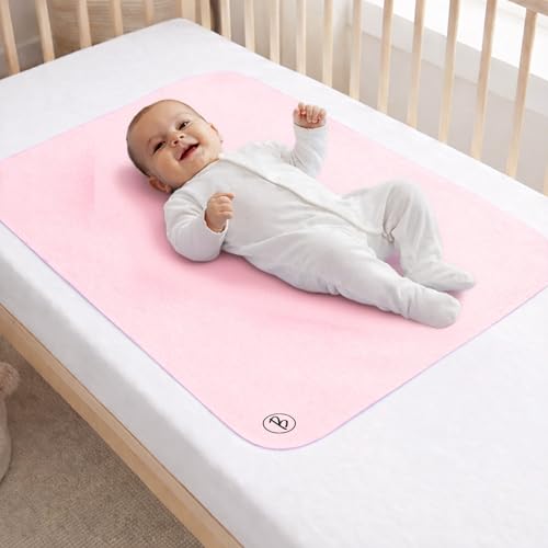 Image of Btag Baby Waterproof, Super Soft Fast Drying Mattress Protector | Extra Absorbent, Anti-Itching Sheet for New Born,Toddler (Size 50x70 cm, Pack of 1, Baby Pink)