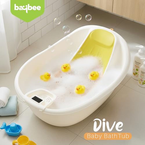 Image of Baybee Dive Baby Bath Tub for Kids | Bathing Tub with Touch Monitor & Tray | Newborn Baby Bath Seat | Kids Bather with Anti-Slip Support & Headrest | Kids Bathtub for Baby 0 to 5 Years (Green)