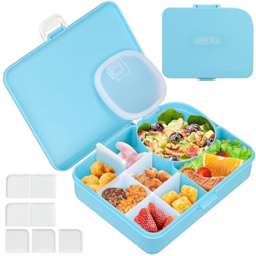 JOOPETALK Kids Snackle Box Container with Leak Proof Snack Container, 8 Compartments with Detachable Dividers, BPA-Free & Dishwasher Safe Bento Box for School Travel, Blue