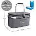 apollo walker Lightweight Picnic Basket Insulated Cooler Bags for 4 Person 32L Large Family Size with 2 Ice Packs(Dark Gray)