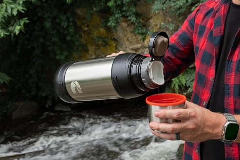 Cummins CMNTHERMOSSS Large 2-Liter Stainless Steel Insulated Water Bottle 67-Ounce Vacuum-Insulated Thermal-Chrome and Red