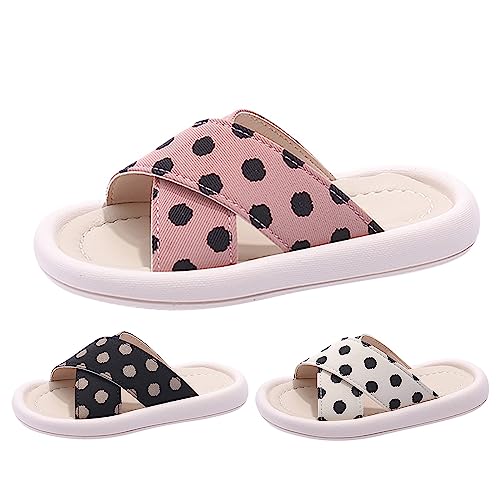 Girls Polka Dot Slides Kids Soft Sole Anti Slip Open Toe Beach Swim Pool Water Sandals Toddler Home Shower Slipper3