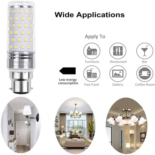 PINDOWS 12W LED Corn Bulbs B22 LED Light Bulbs 6000K Cool White,LED Bulbs 120W Incandescent Equivalent,High Bright 1450LM Replace 100W~120W Incandescent Light,CRI 80+,Non-Dimmable,Pack of 5