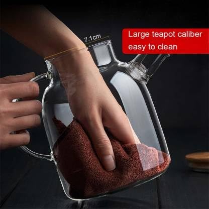 Avastro 1.8L/1.8L Big Transparent Borosilicate Glass Teapot Heat-Resistant Large Clear Tea Pot Flower Tea Set Puer Kettle Office Home Tool Pack of 1 2
