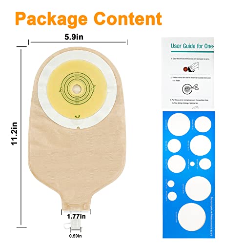 Ceeport 20 Pcs Urostomy Bag Drainable Pouches With Measure Card, One Piece Ostomy Supplies For Colostomy Ileostomy Stoma Care, Cut-To-Fit #TOP5